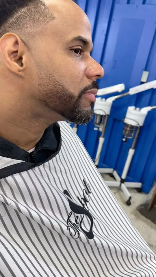 Side profile of a finished cut and beard