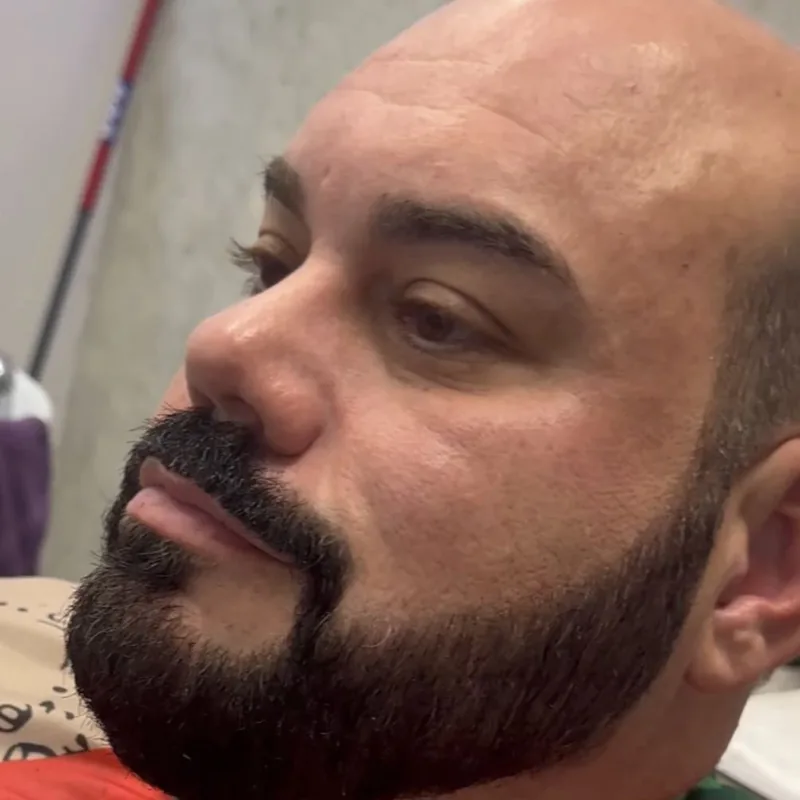 A full beard shaped and lined after a trim